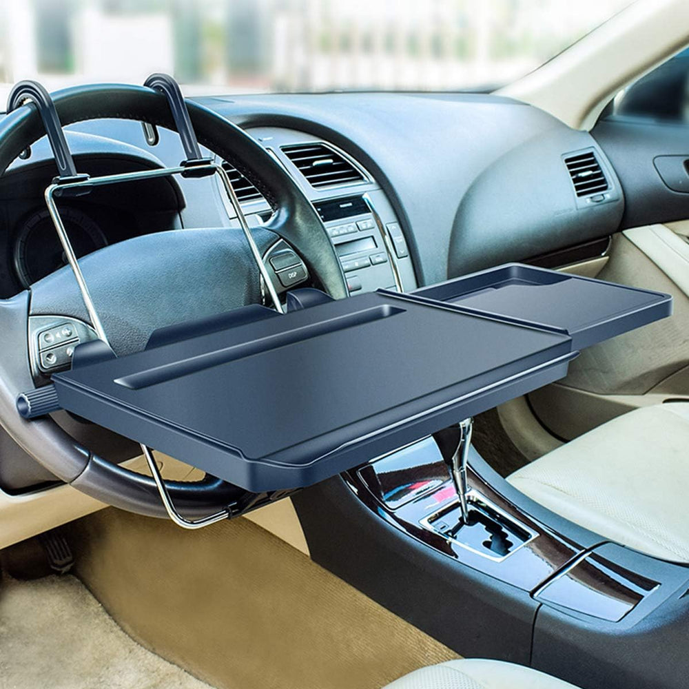 2 in 1 Car Steering Wheel Tray / Back Seat Headrest Tray for Eating Food Drin...
