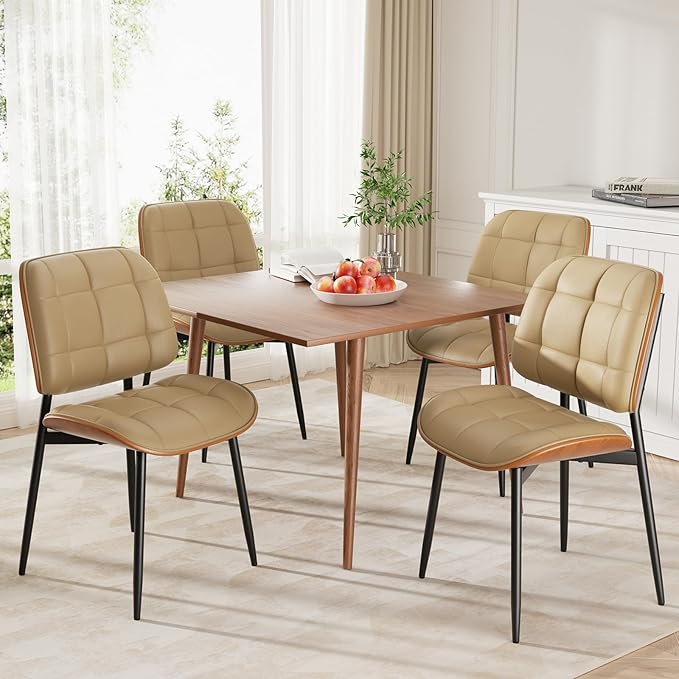 Dining Chairs Set of 6, Mid Century Modern Dining Room Chair, Upholstered Fau...