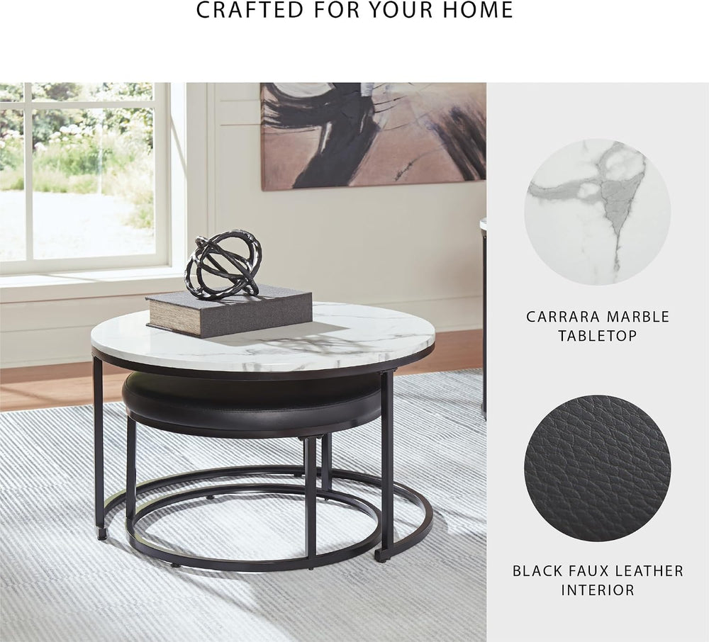 Signature Design by Ashley Jusmour Modern Nesting Table Set with Faux Leather...