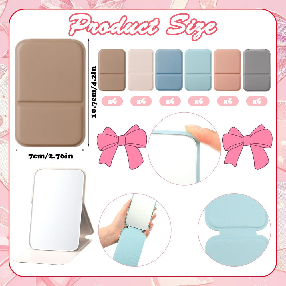 Compact Portable Mirror Bulk, Rectangle, Morandi, 24 Pcs