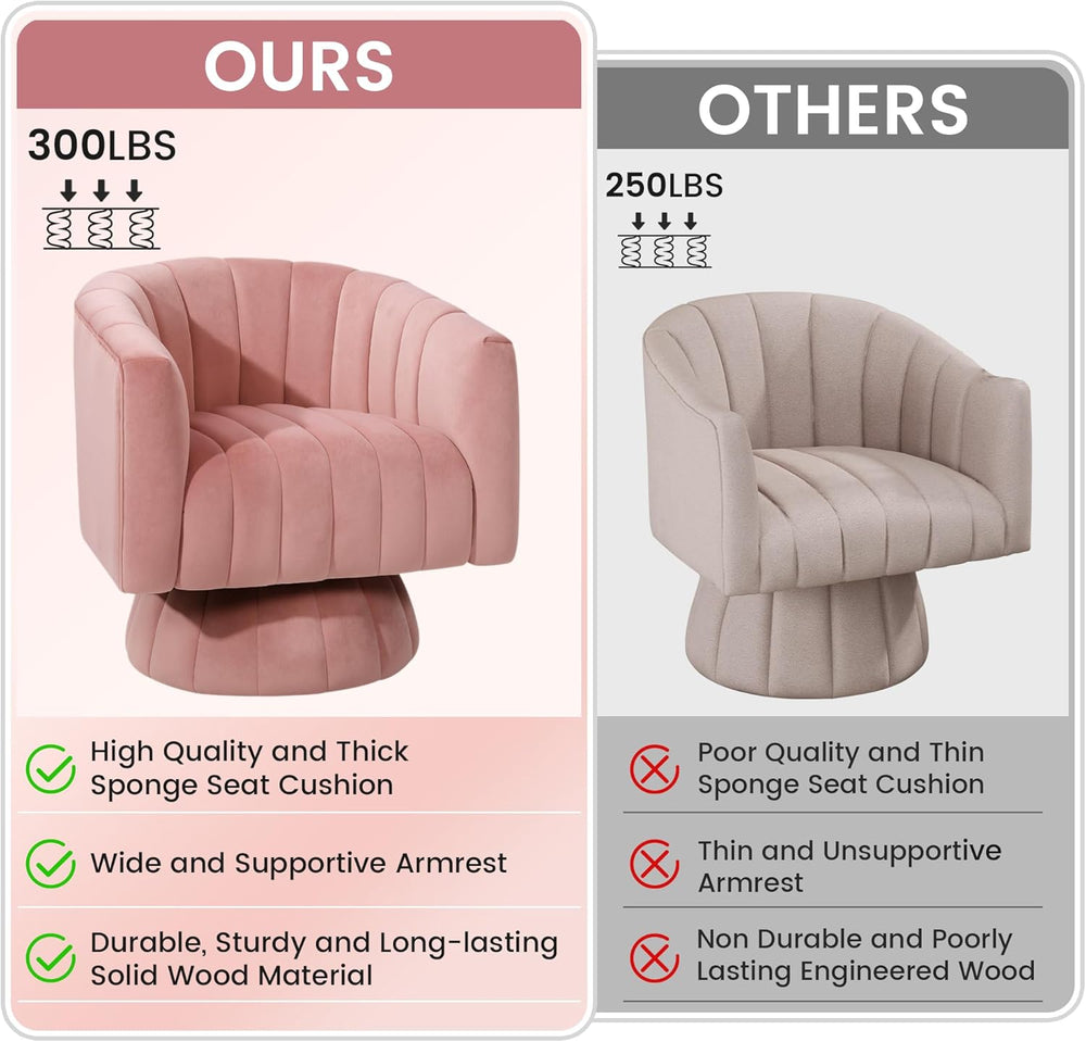 Kromax Swivel Accent Chair, Mid Century 360 Degree Barrel Chair with Armrest,...