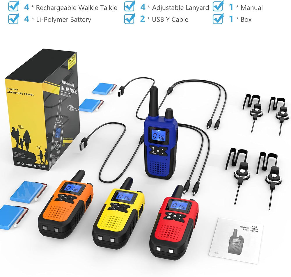 Topsung Walkie Talkies Long Range FRS IVOX NOAA 1800mAh LiPo HD Loud Sound