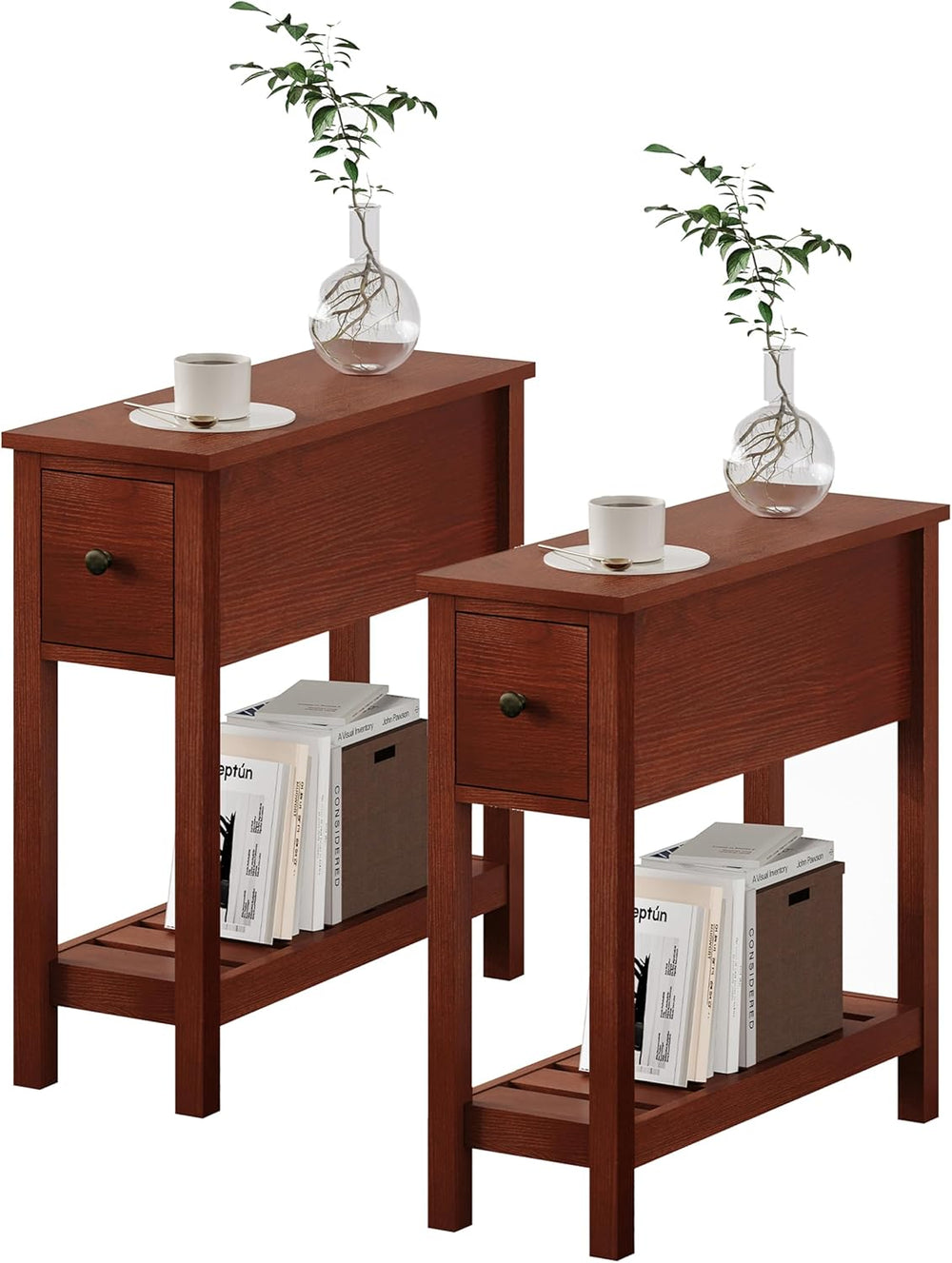 ChooChoo Narrow End Table, Small Side Table for Small Spaces, Slim End Table ...