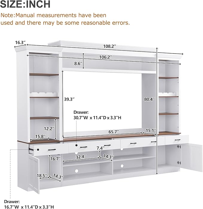 Merax Modern 4 Piece TV Stands with Bookshelf & Wine Rack for Televisions...