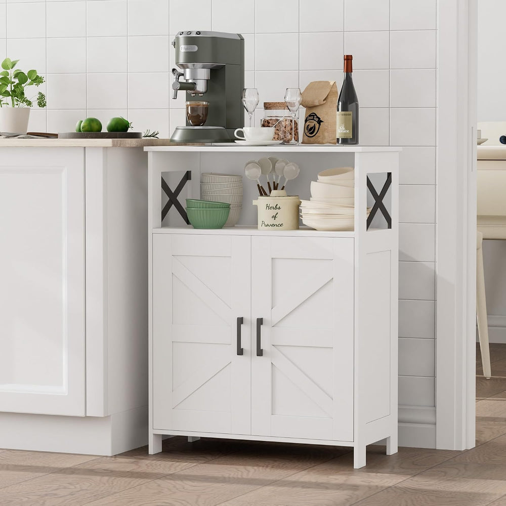 Homhedy Farmhouse Bathroom Storage Cabinet with Doors, Small Floor Cabinet