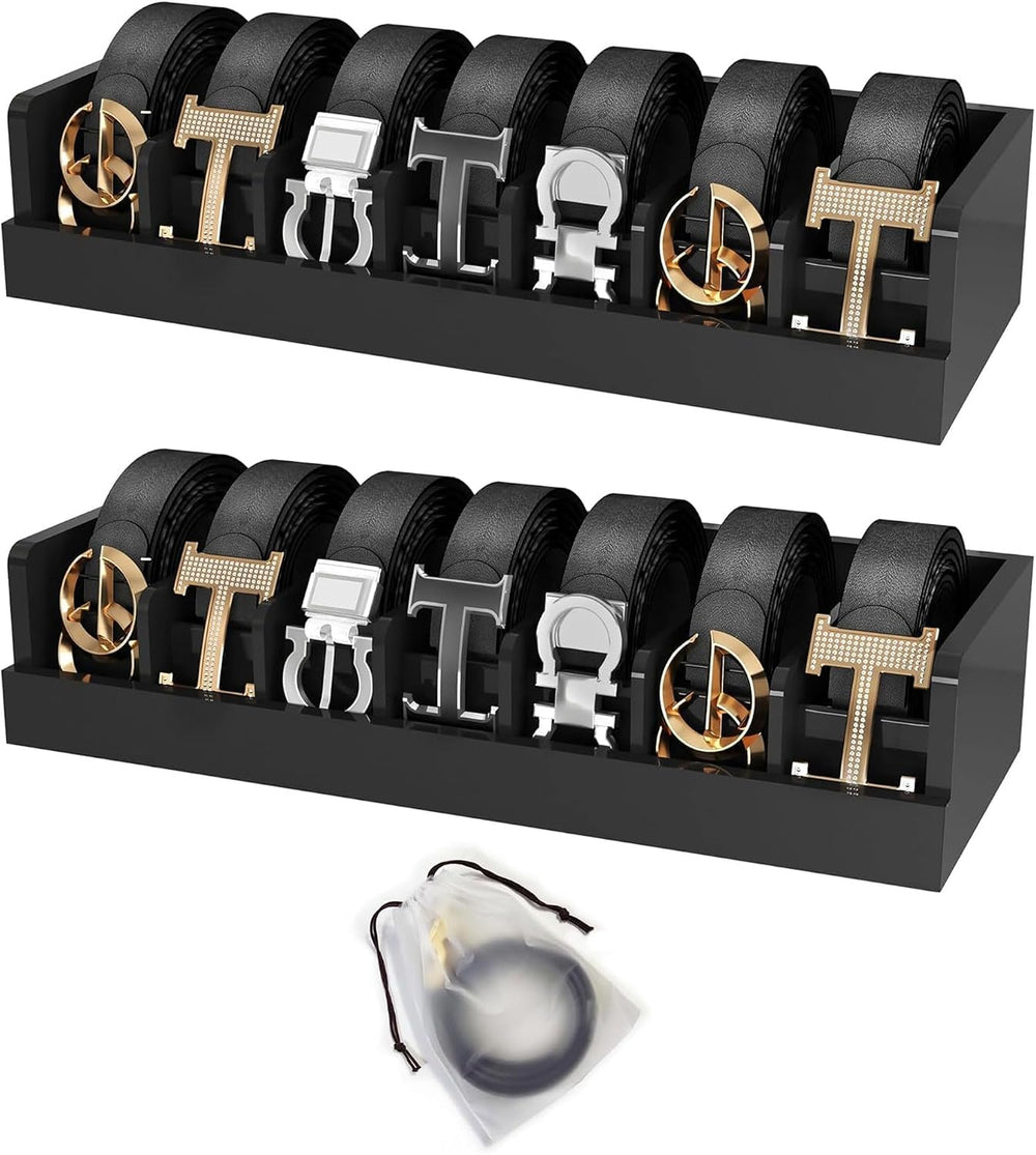 Belt Organizer for Drawer - Bamboo Belt Storage Organizer | Belt Rack for Clo...