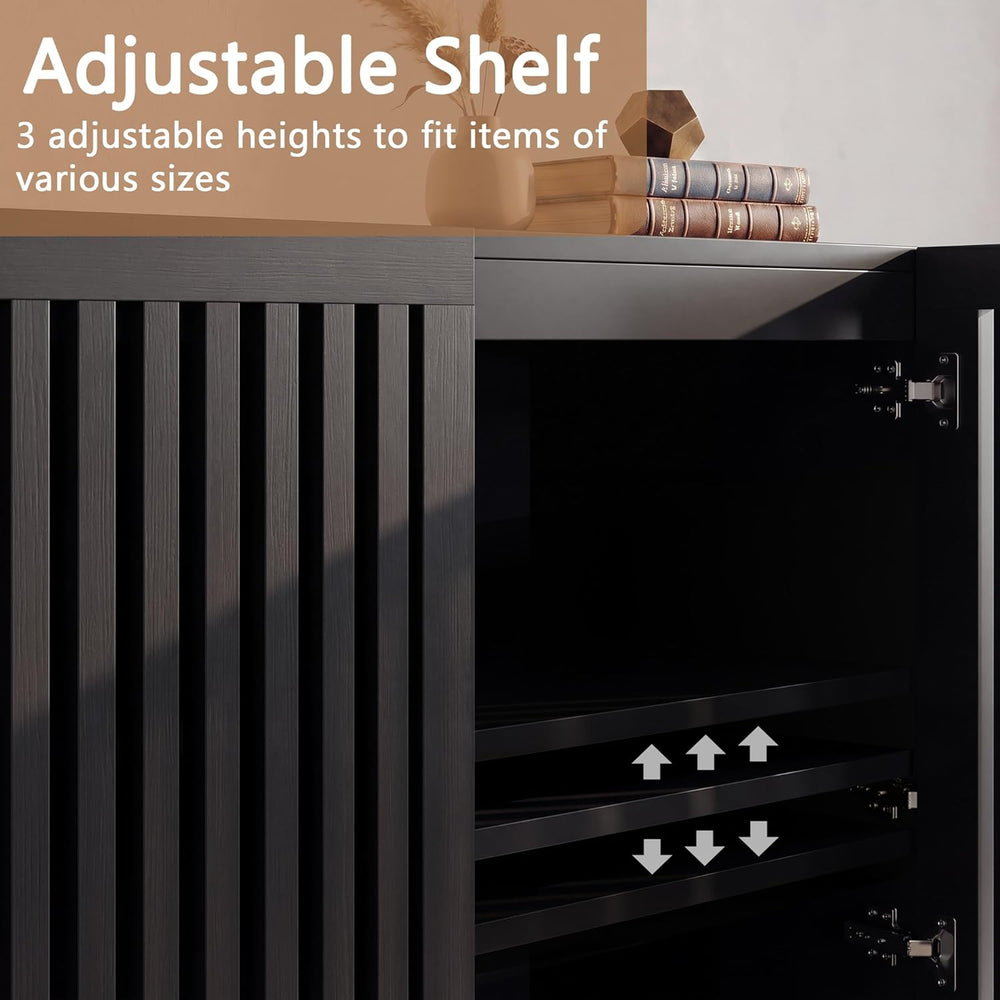 CHUWELL 31.5" Farmhouse Buffet Cabinet with Storage, Modern Black Sidebo...