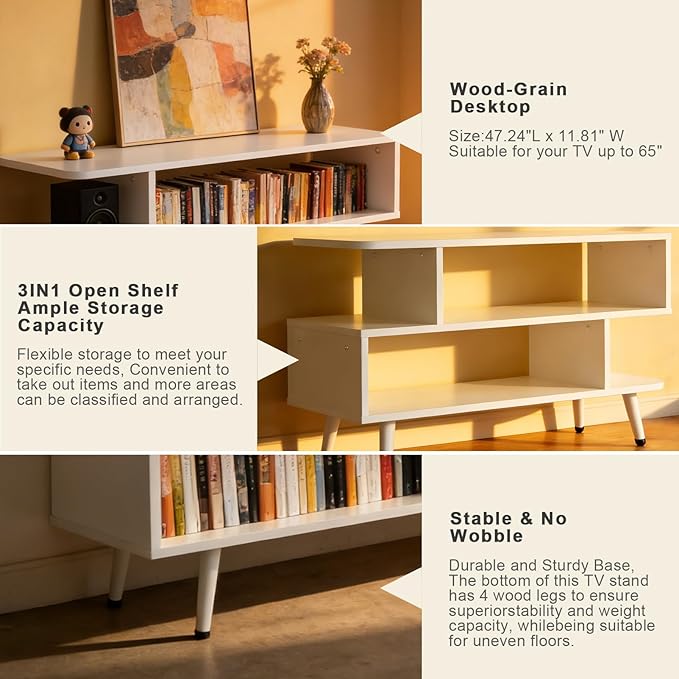 Lightdot TV Stand for TVs up to 45'', Modern Entertainment Center wit...