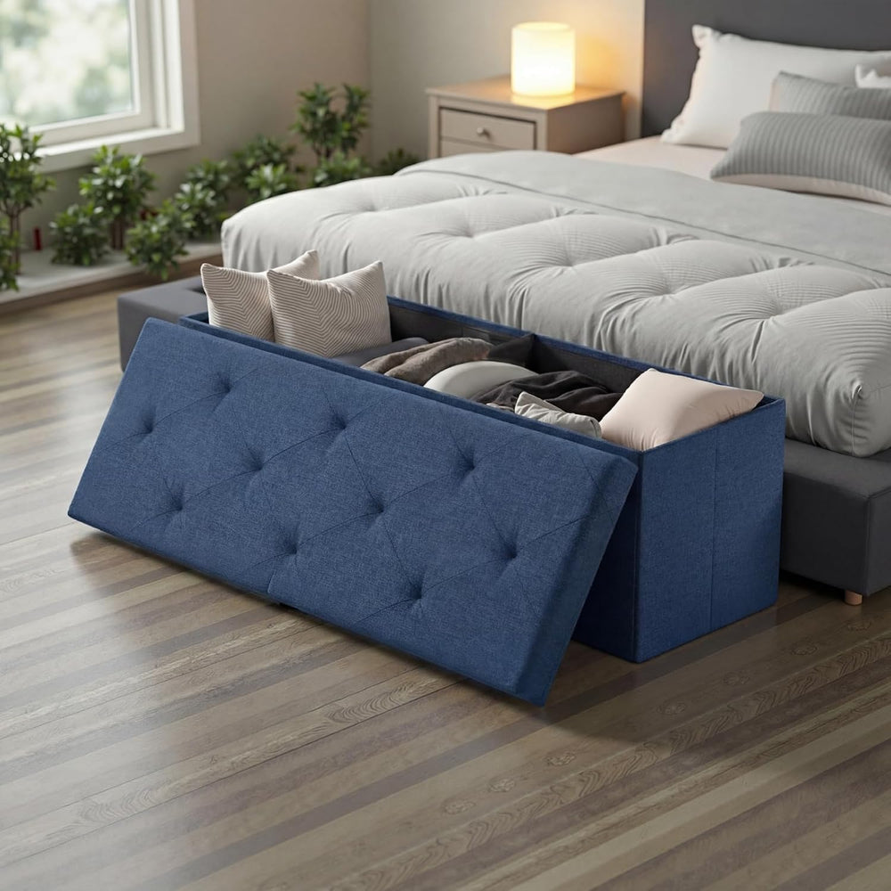 Sweetcrispy 43 Inch Folding Storage Ottoman Bench, Ottoman with Storage | Lar...