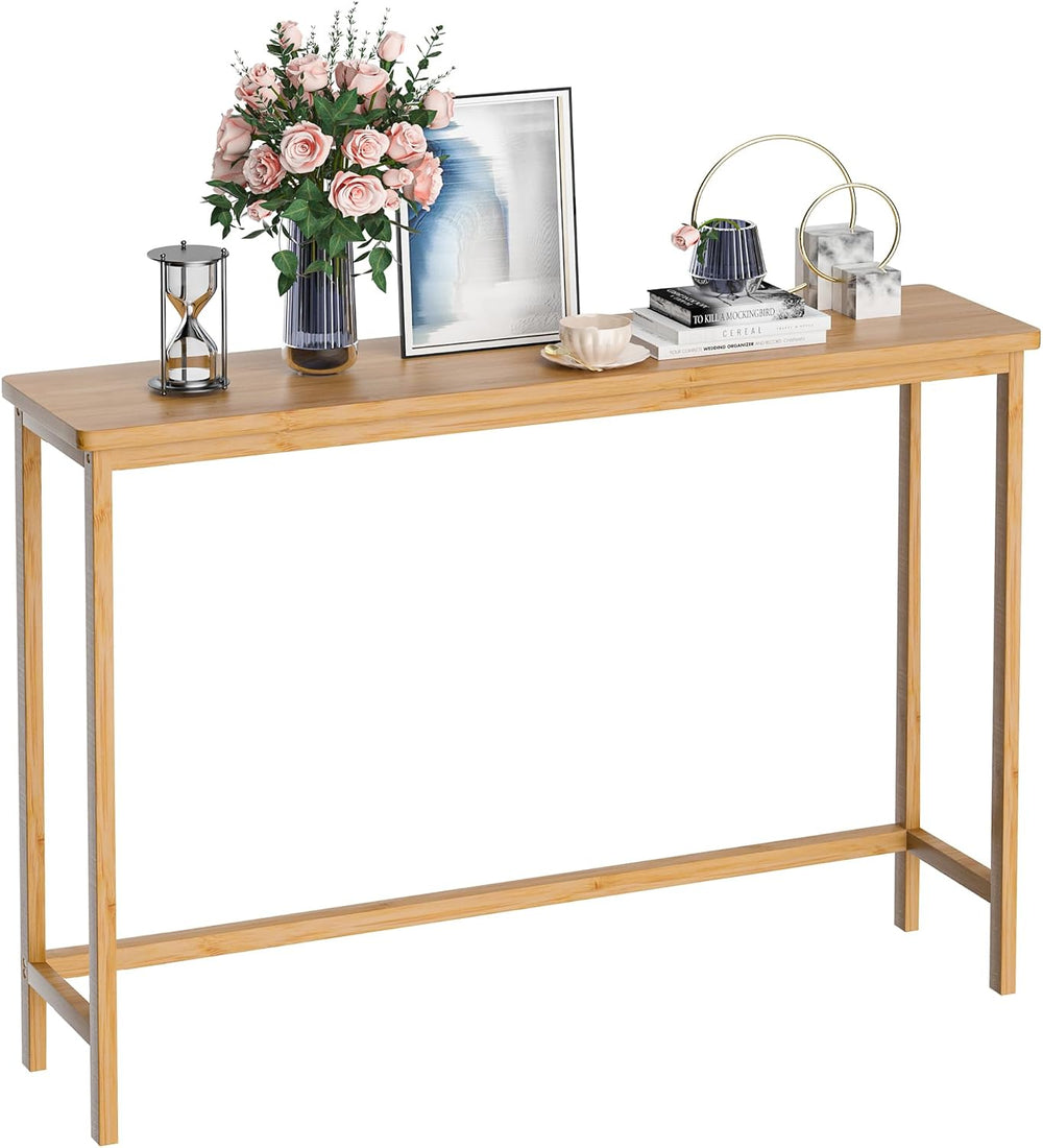 VASMIA Console Table, Entryway Table, Narrow Sofa Table, 39" Bamboo Hall...