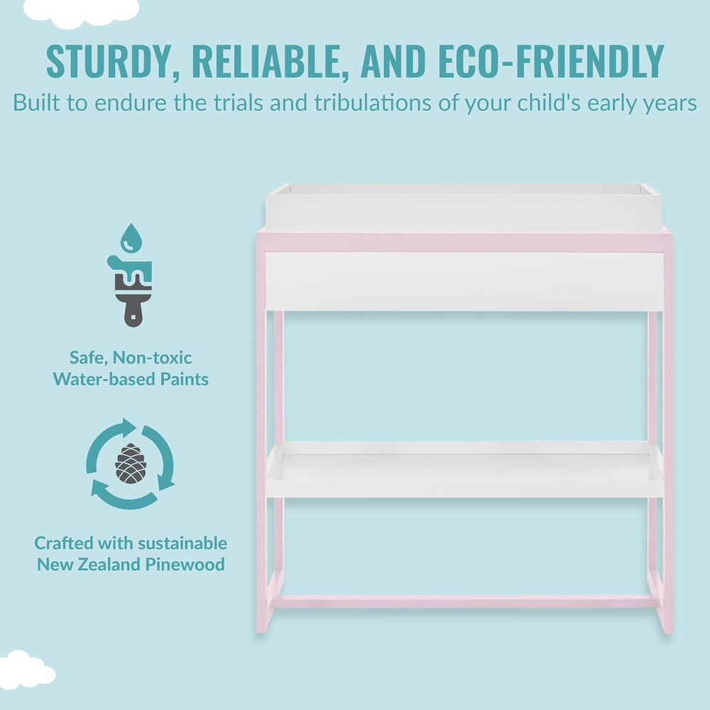 Dream On Me Arlo Changing Table with Pad & Safety Strap - Blush Pink