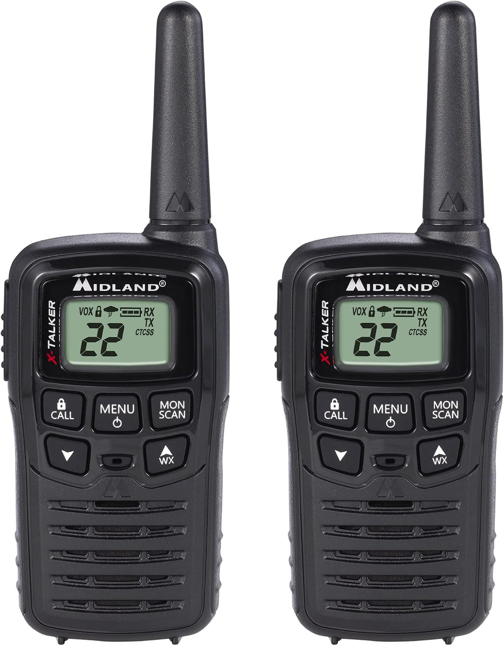 Midland T10 X-Talker FRS Walkie Talkie, Black, 2 Pack