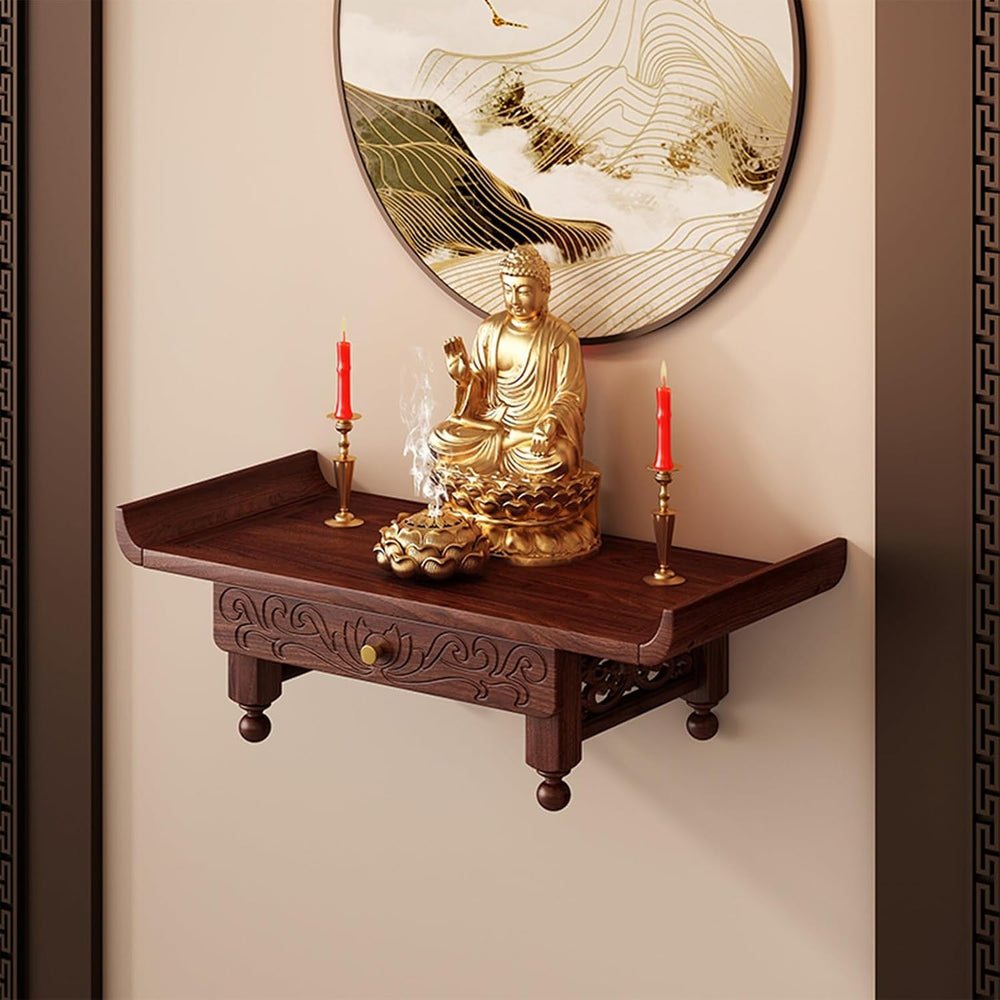 Buddhist Prayer Altar, Wall Hanging Offering Table for Home Decor and Spiritu...