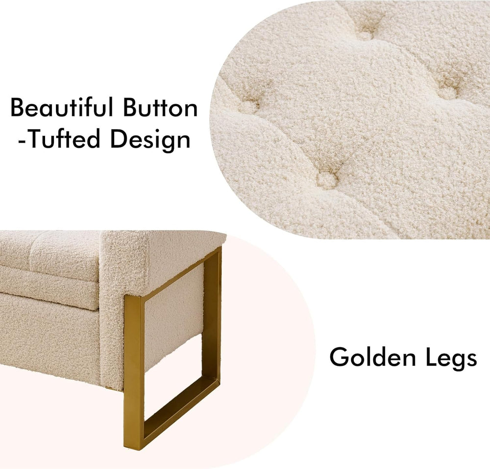 67" Storage Bench for Bedroom, King Size End of Bed Bench, Upholstered S...