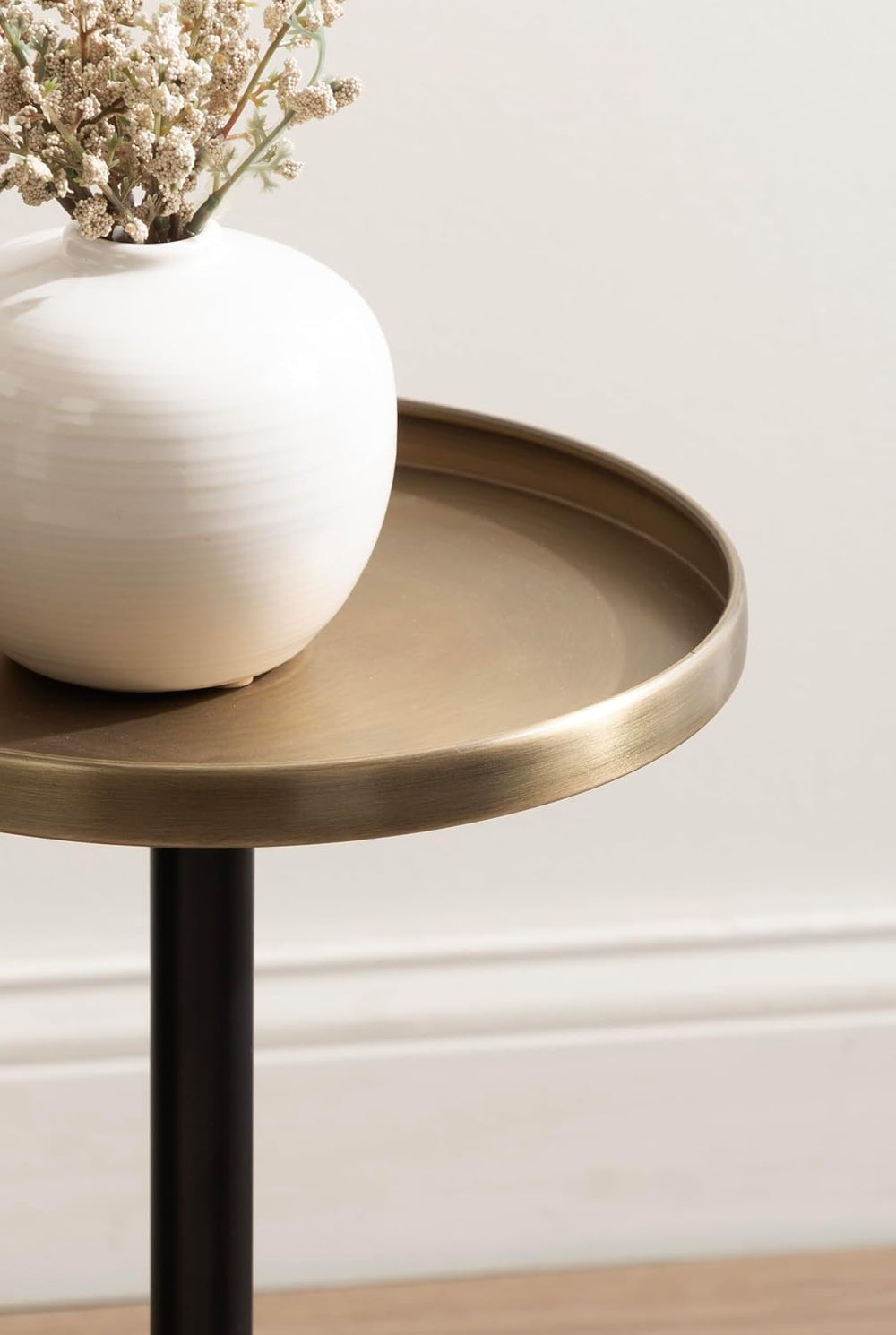 Kate and Laurel Tira Elegant Round Drink Table, 10 x 22, Antique Brass and Bl...