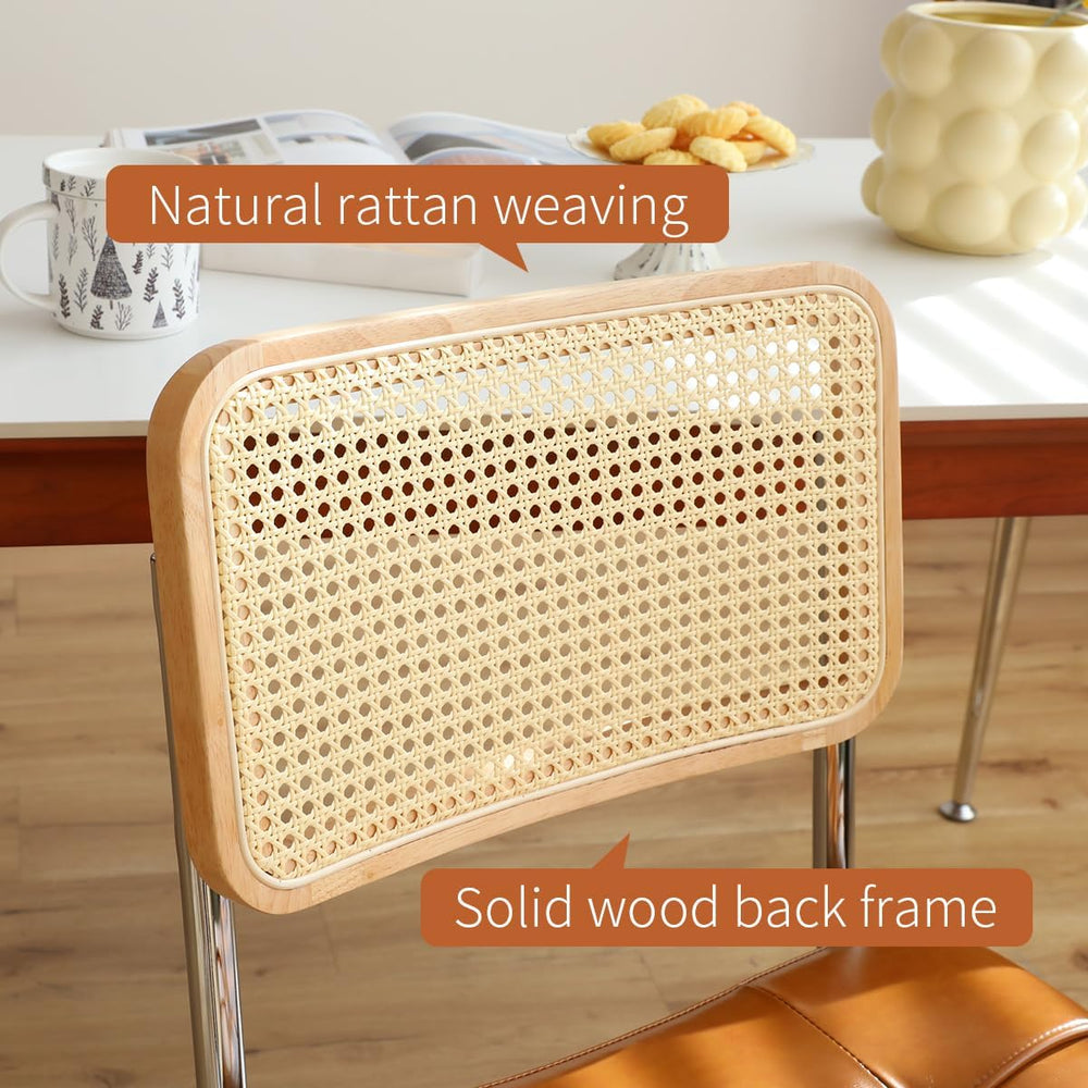 HAZO Mid Century Modern Dining Chairs Set of 2, Velvet Rattan Dining Room Kit...