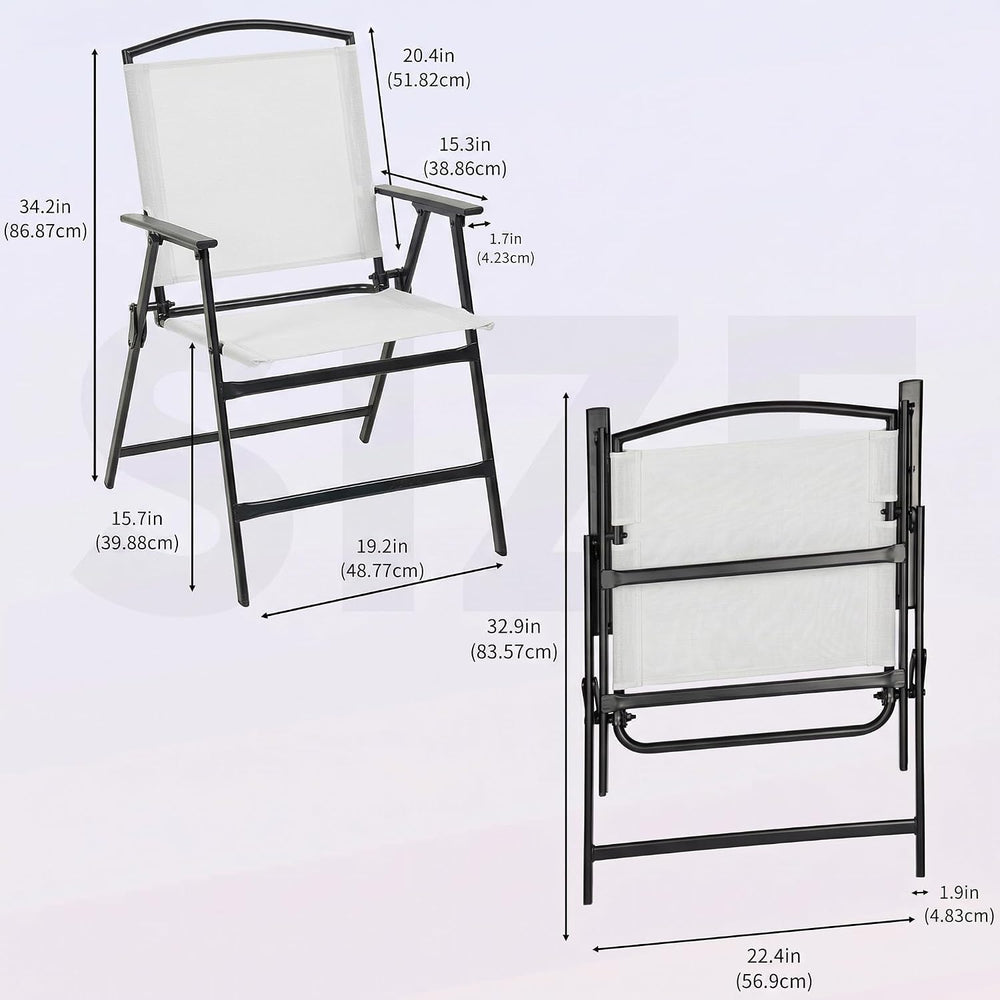 Outdoor Folding Patio Dining Chairs With Armrest for Garden Lawn Poolside Bac...