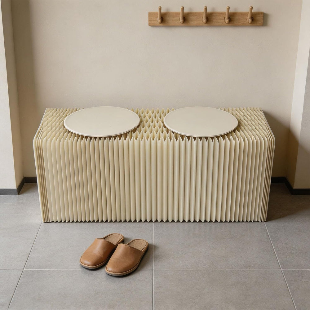 Foldable Paper Stool with 2 PU Cushion, 3.9ft Accordion Paper Stool Folding C...