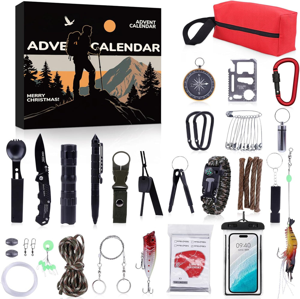 Survival Kit Advent Calendar for Men 24 Days Countdown with Premium Outdoor S...