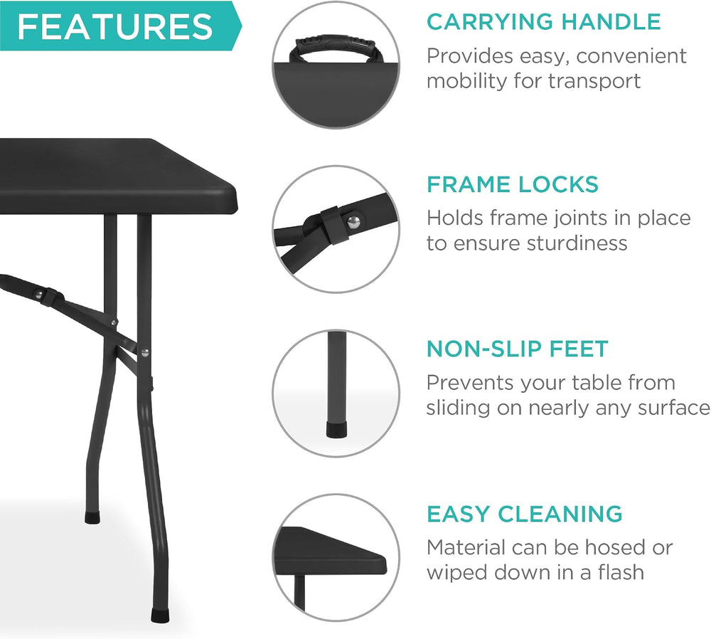 Best Choice Products 6ft Plastic Folding Table, Indoor Outdoor Heavy Duty Por...