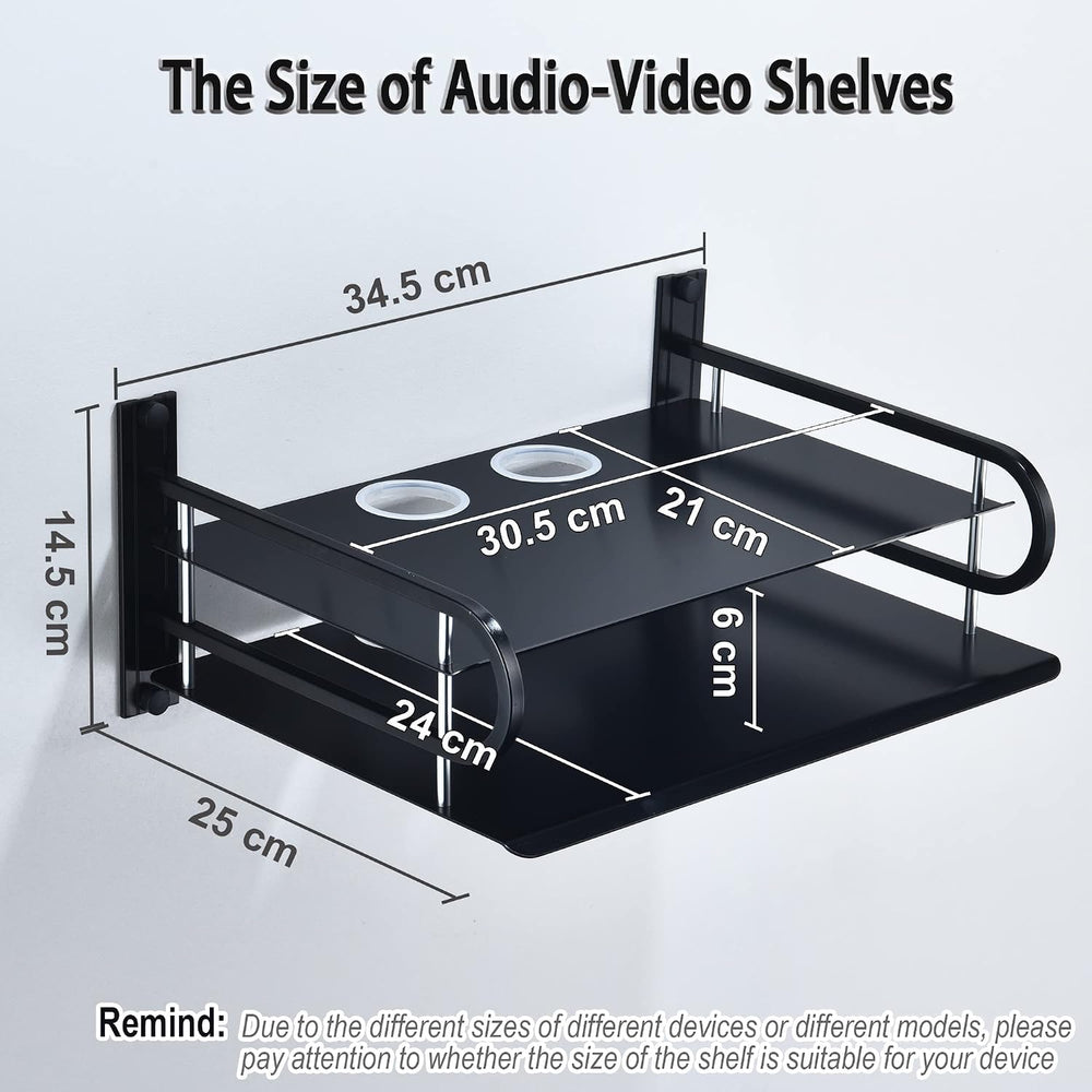 2-Tier Metal Floating Wall Shelves for AV TV Box Console, 12x9.8 Inch