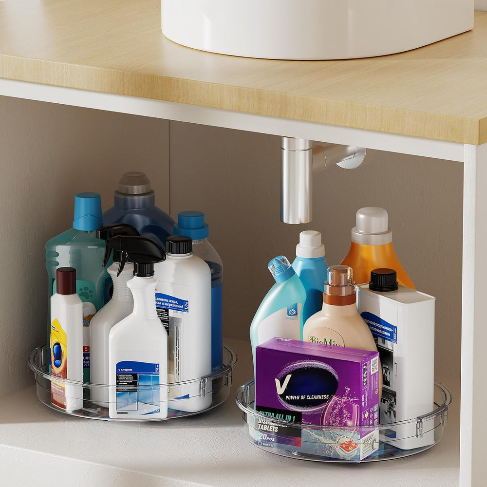 LAMU 4 Pack 12in Lazy Susan Organizer, Clear Lazy Susan Turntable for Cabinet...