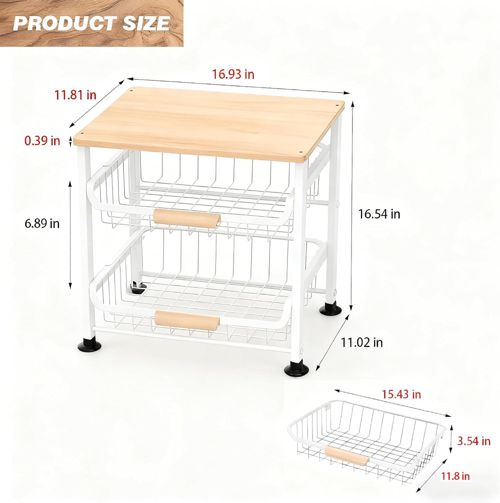 3-Layer Fruit Basket Kitchen Food Organizer and Rack Rolling Pantry Kitchen C...