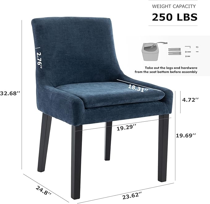COLAMY Modern Dining Chairs Set of 6, Upholstered Corduroy Accent Side Leisur...