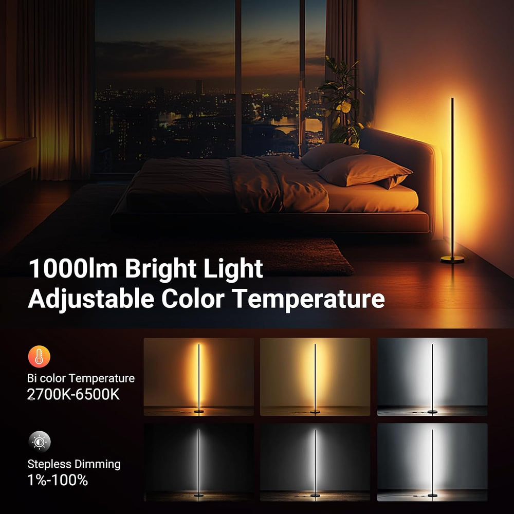 NEEWER NF04 RGB IC W Smart Floor Lamp, 1000lm LED Corner Light Compatible wit...