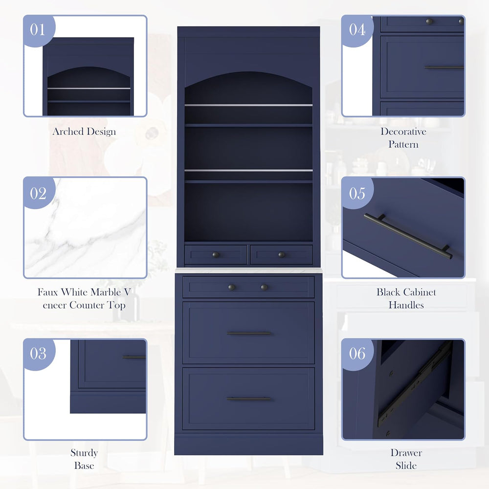 Polibi 83.7''H Kitchen Pantry, Freestanding Tall Kitchen Hutch with 5...