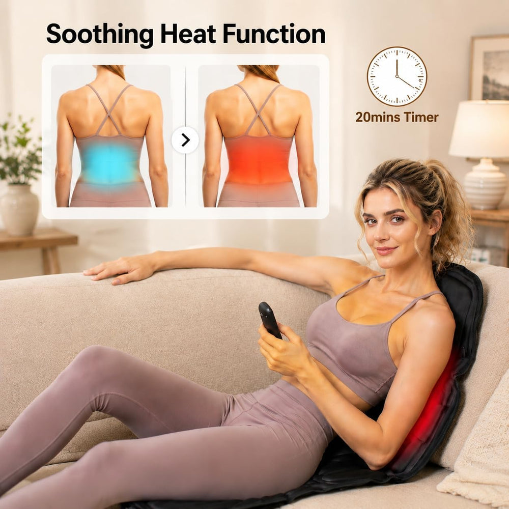 SLOTHMORE Vibration Back Massager for Chair with Heat, Chair Massager Pad wit...