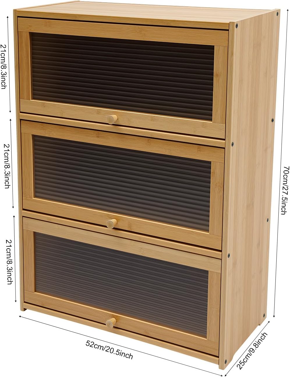 3-Tier Kitchen Storage Cabinet, Countertop Pantry Sideboard with Clear Flip-U...