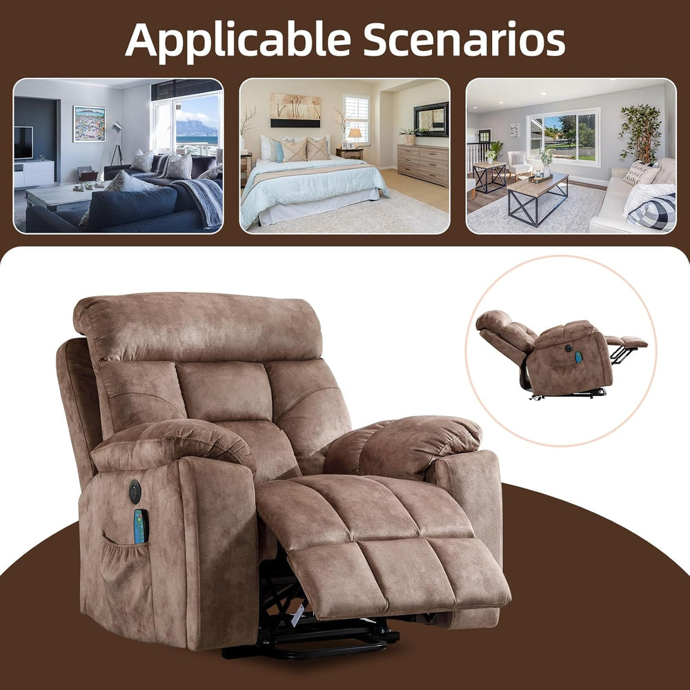 CANMOV Large Power Lift Recliner Chair with Massage and Heat for Elderly Big ...