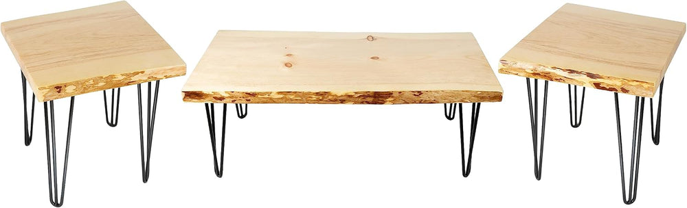 SRL Rustic Logwerks Hairpin Leg Furniture Set - Live Edge Coffee Table & ...