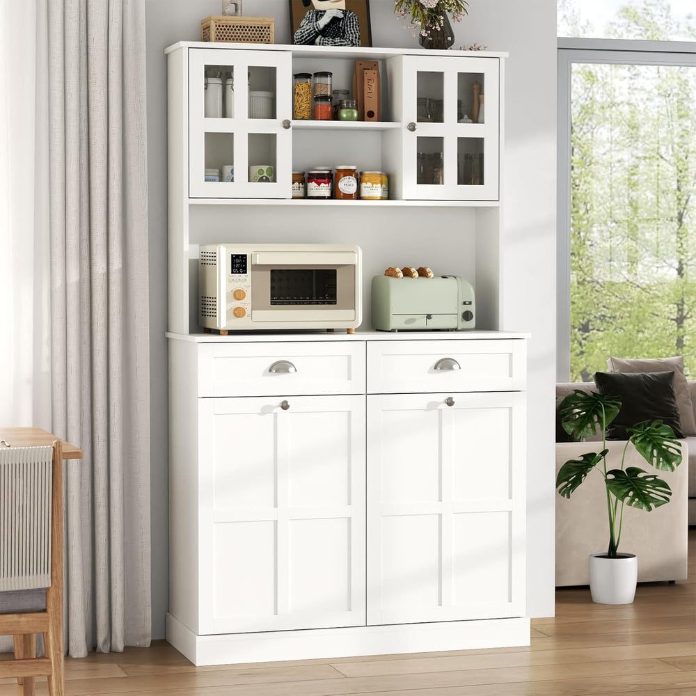 Gyfimoie Kitchen Pantry Cabinet with Double Tilt Out Trash Cabinet, 68" ...