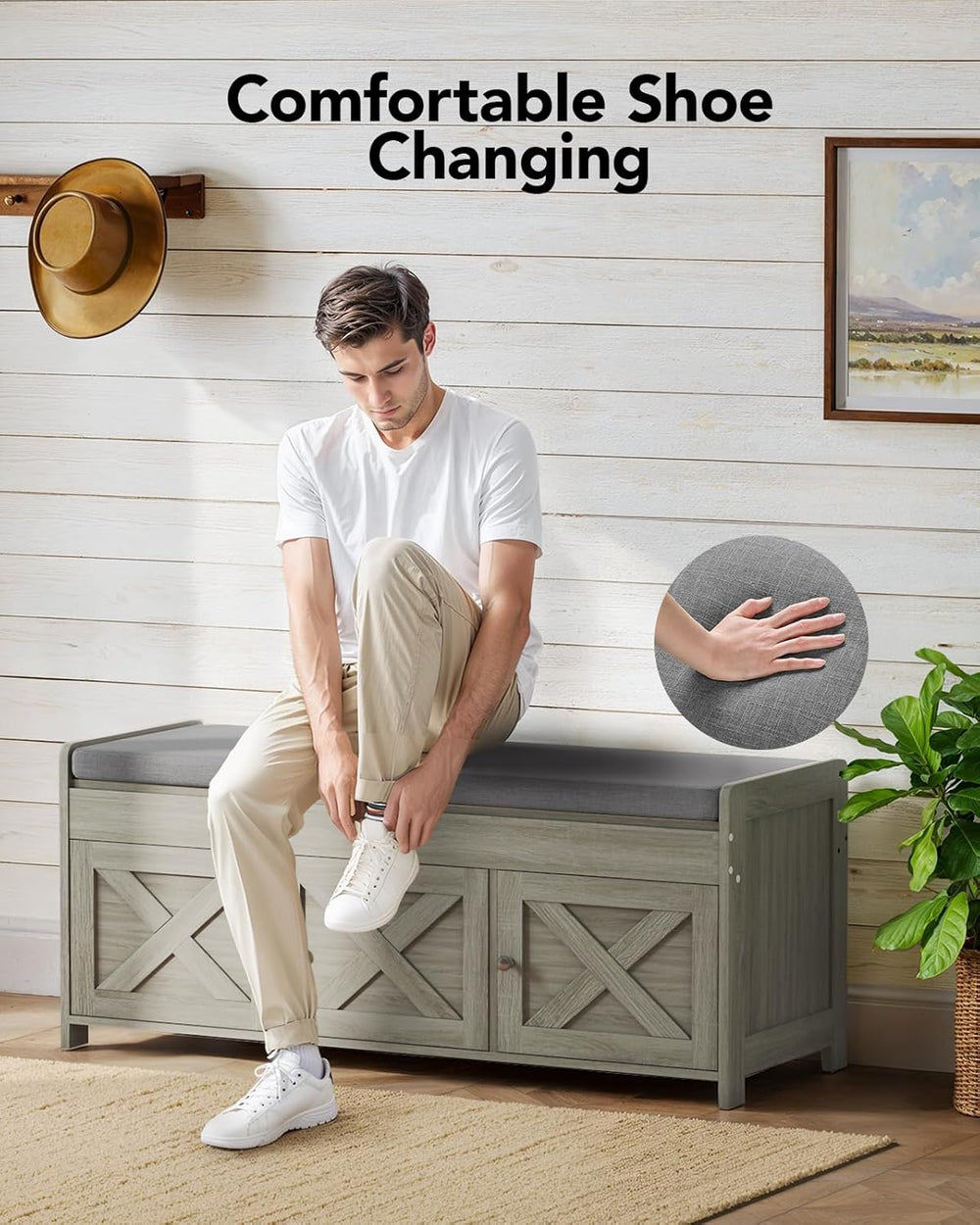 Pipishell Shoe Storage Bench, 2-Tier Shoe Bench with Cushioned Seat, Entryway...