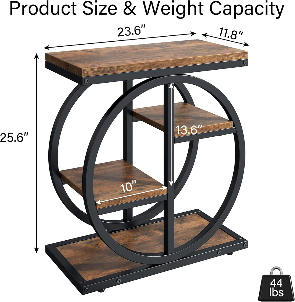 End Tables for Living Room, 4-Tier Narrow Side Table with Storage Space, Wood...