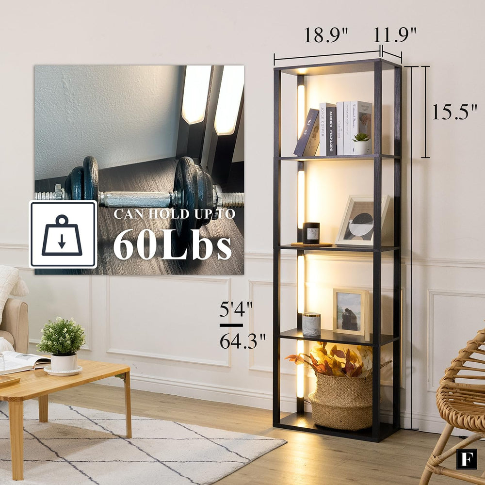 FENLO Fina - Floor Lamp with Shelves, Modern Shelf Floor Lamps for Living Roo...