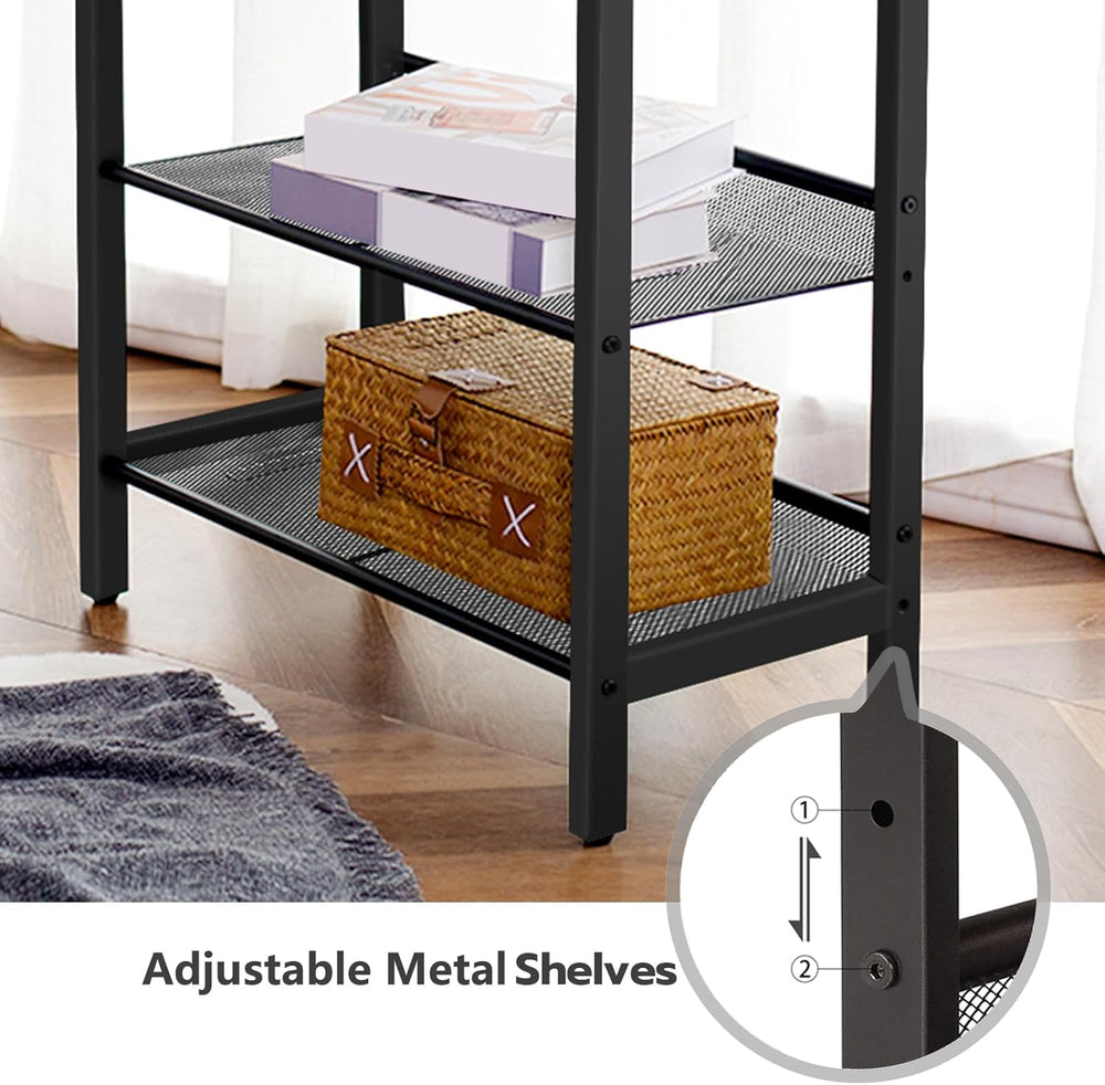 HOOBRO End Table, 3-Tier Narrow Side Table, Nightstand with 2 Flat or Slant A...