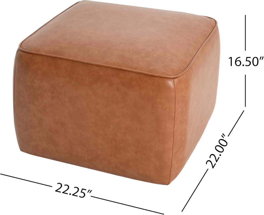 Christopher Knight Home Ellis Faux Leather Pouf Ottoman Foot Rest, Square PU ...