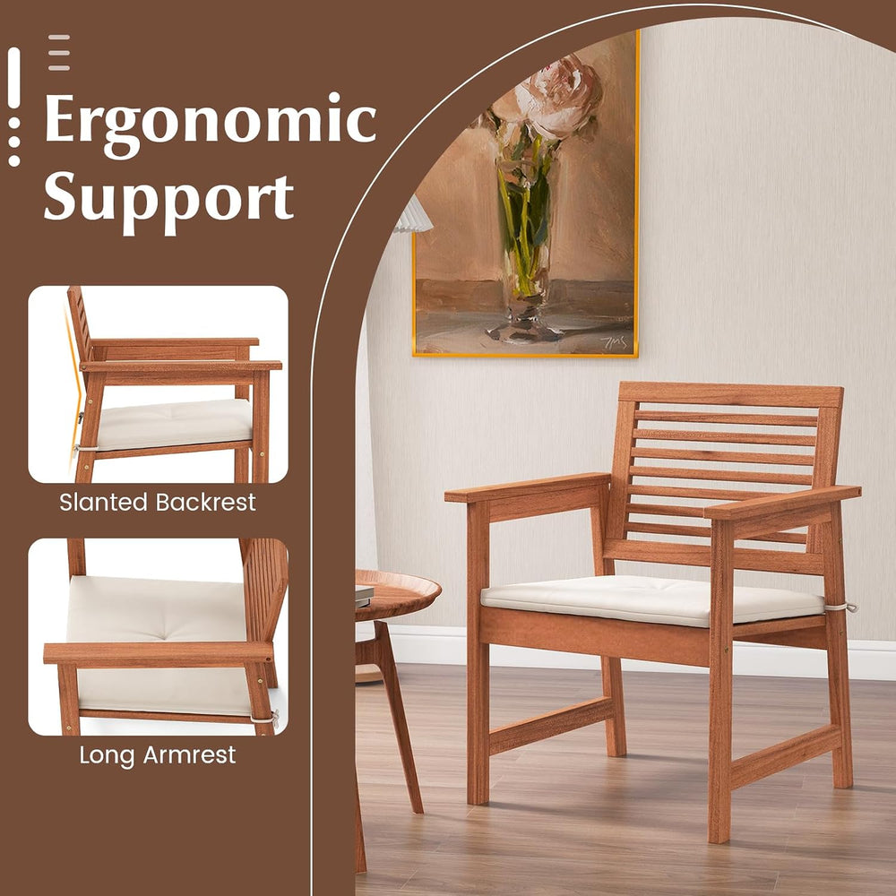 Tangkula Outdoor Dining Chairs Set of 2, Heavy Duty Slatted Wood Patio Chairs...