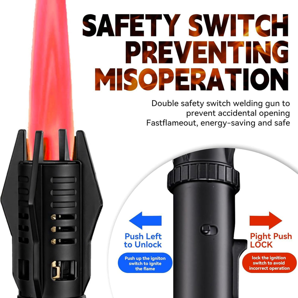 Torch Lighter, Bright Fire Lighter with Safety Lock and Adjustable Red/Blue F...