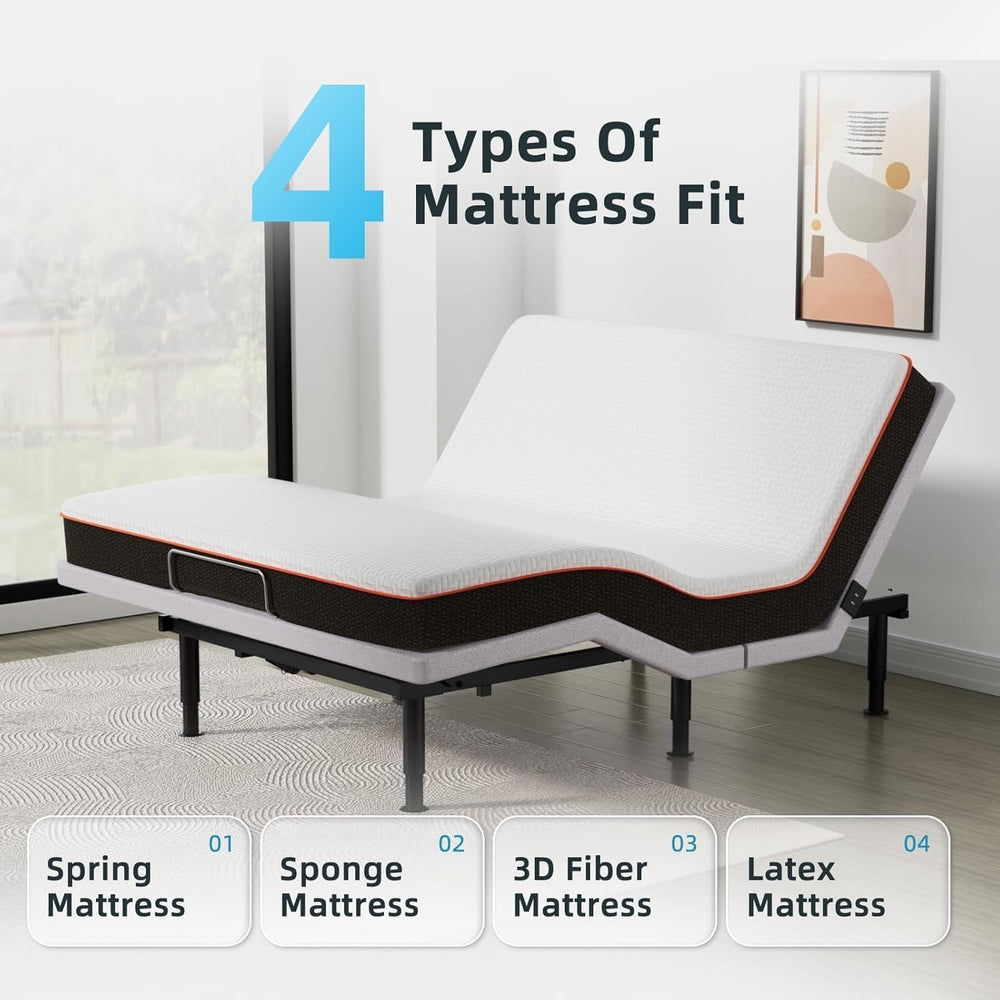 Queen Adjustable Bed Base Frame, Massage & Wireless Remote, Dual USB Port...