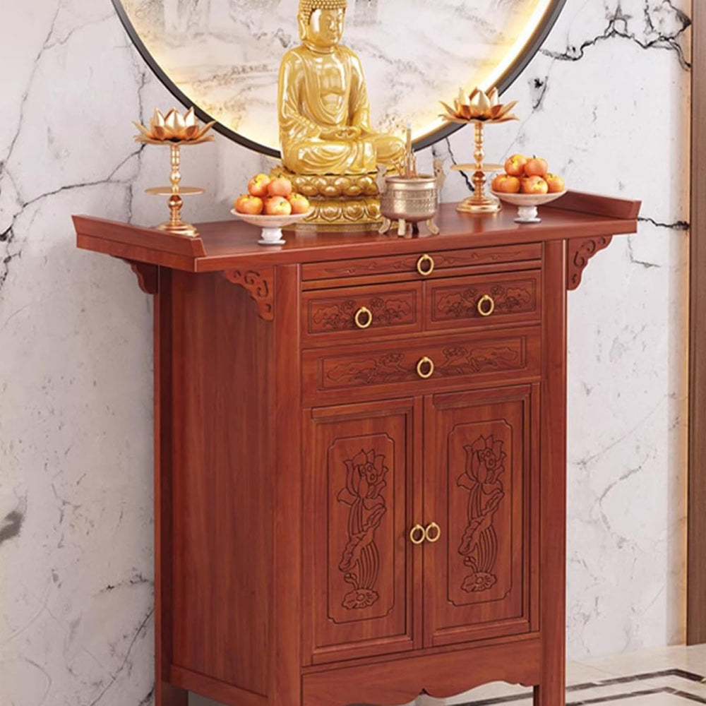 Large-Capacity Prayer Cabinet, Altar Table with Drawers, Solid Thickened Bamb...