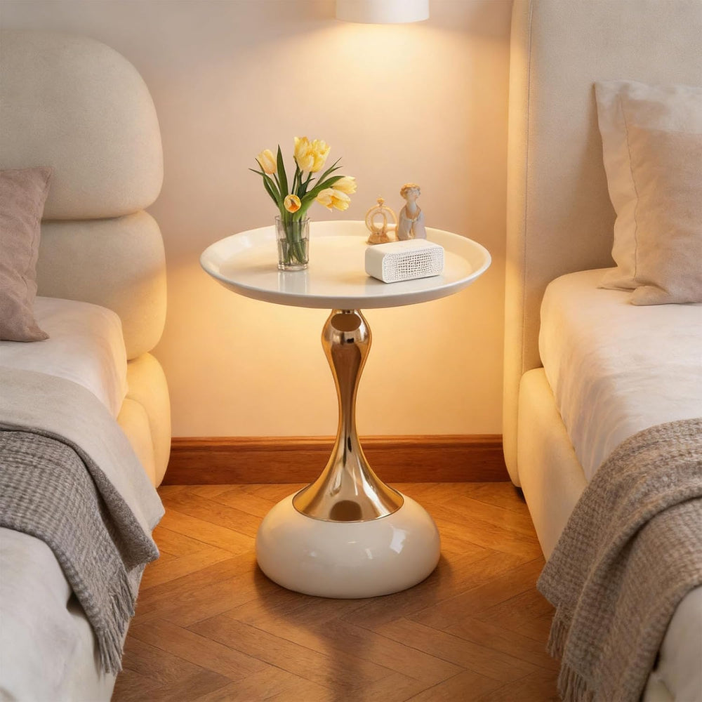 Elegant Modern Side Table Unique Hourglass Design Ideal for Living Rooms, Caf...