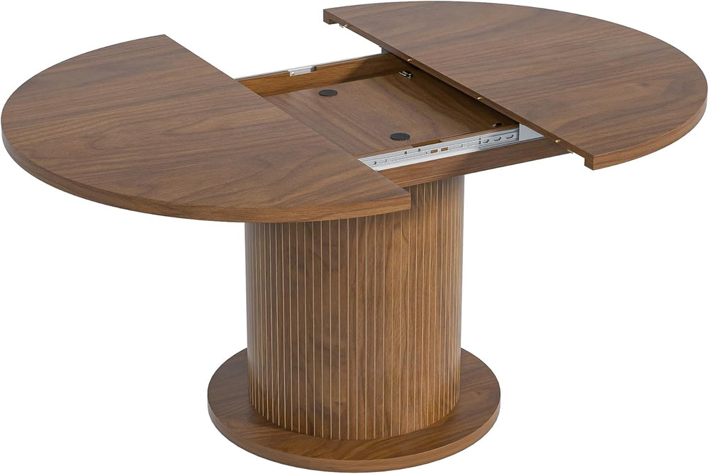 43.3 inch 59 inch Adjustable Size Round Dining Table for 4 6, Unique Design M...