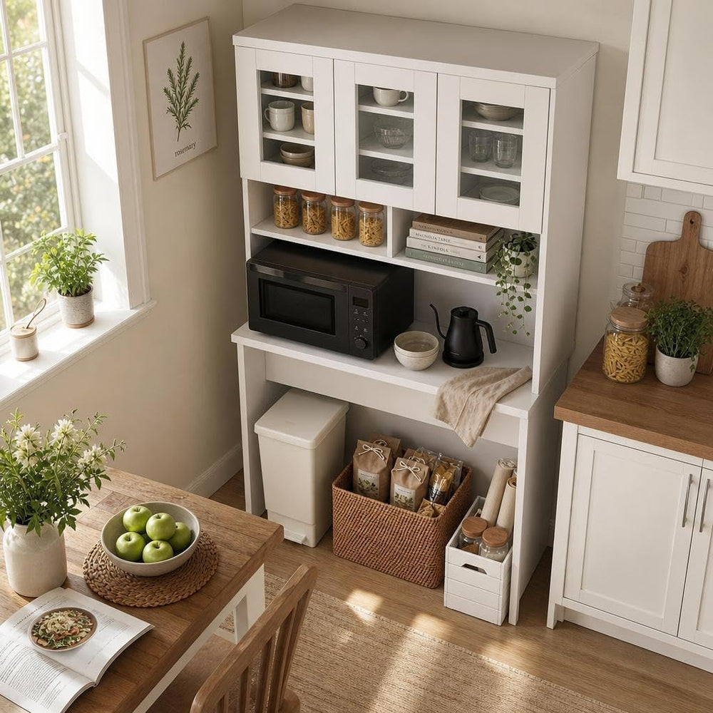 Garvee 71.5" Kitchen Cabinet with Trash Can Storage, Kitchen Trash Can C...
