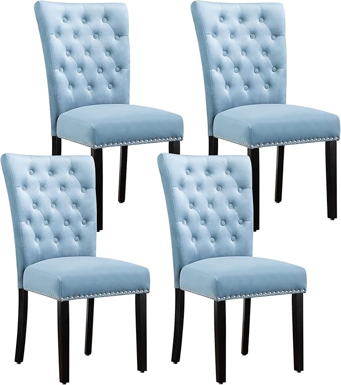 Velvet Dining Kitchen Chair Set of 4, Parsons Upholstered Dining Room Chair, ...