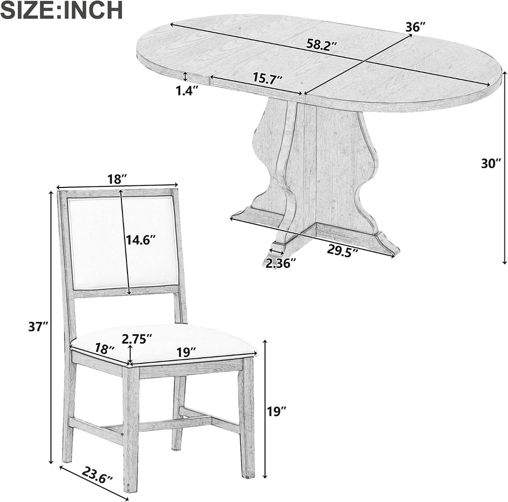 Harper & Bright Designs Farmhouse 5-Piece Dining Table Set with 4 Upholst...