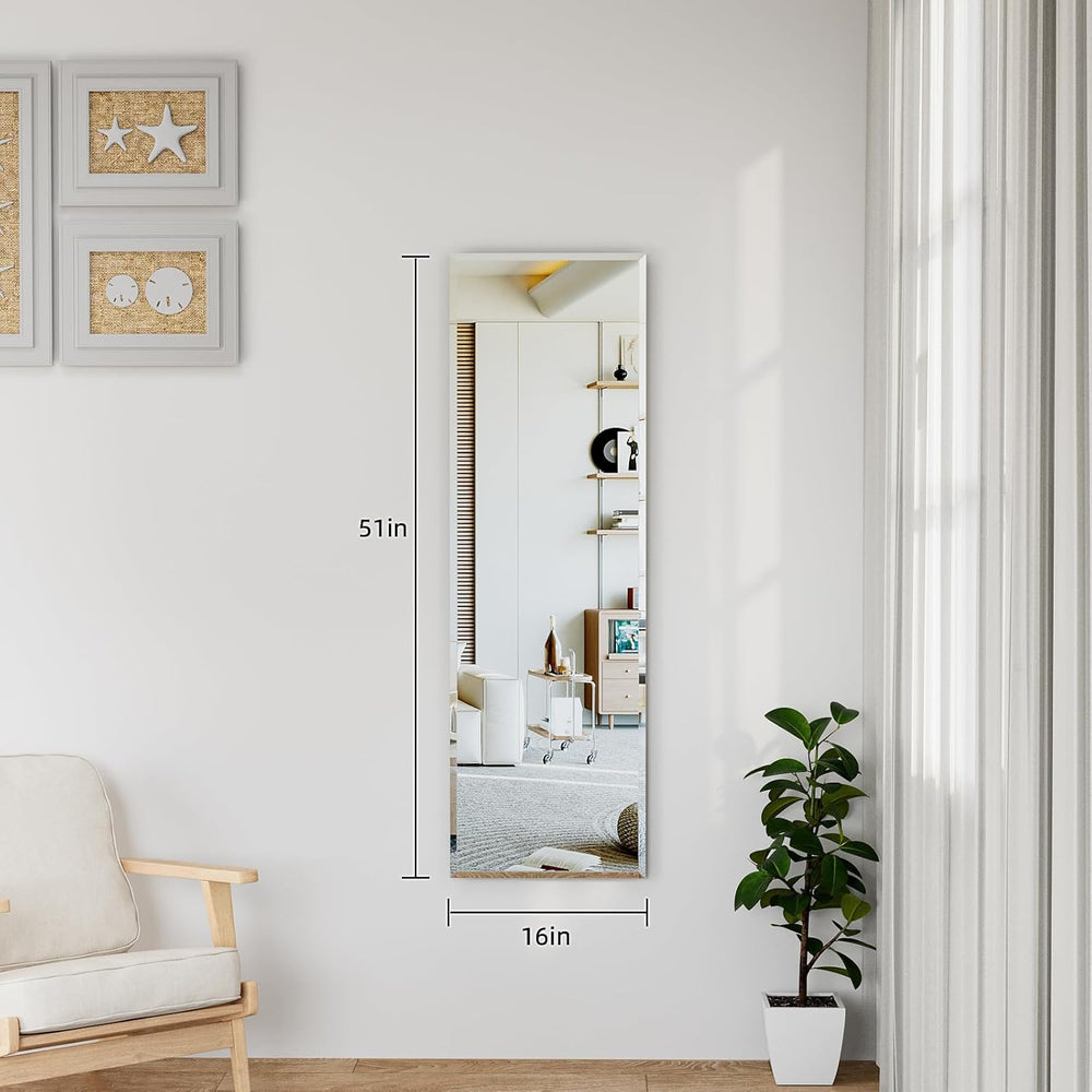 51"x16" Frameless Full Length Wall Mirrors,Rectangular Mirror Full ...